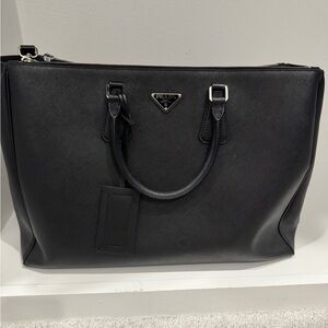 Prada Black Leather Tote Bag